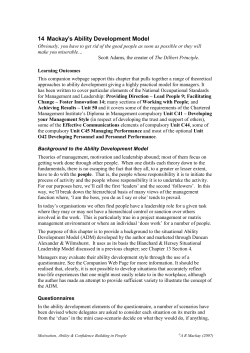 Background to the Ability Development Model