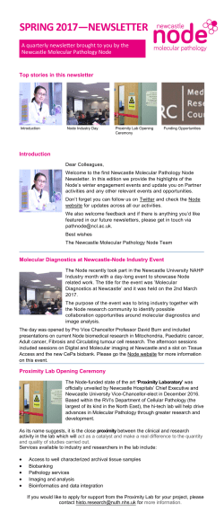 spring 2017&mdash;newsletter - Newcastle Molecular Pathology Node