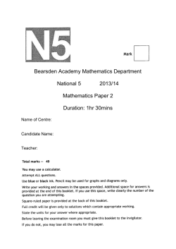 2013/14 Prelim P2 - Bearsden Academy