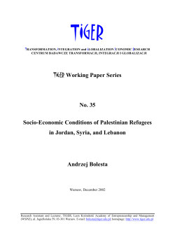 Socio-Economic conditions of Palestinian Refugees in Jordan, Syria