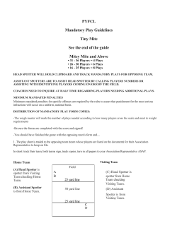 PYFCL Mandatory Play Guidelines Tiny Mite See the end of the