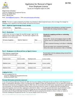 Application for removal of an agent from employee licence