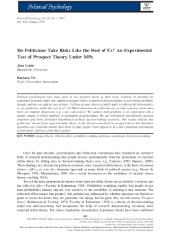Do Politicians Take Risks Like the Rest of Us? An Experimental Test