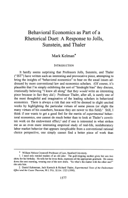 Behavioral Economics as Part of a Rhetorical Duet: A Response to