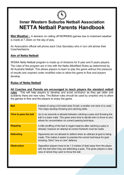 Netta Handbook - parents - Five Dock All Saints Netball Club