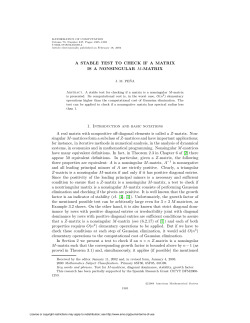 A STABLE TEST TO CHECK IF A MATRIX IS A NONSINGULAR M