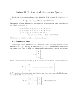 Lecture 3. Vectors in M-Dimensional Spaces