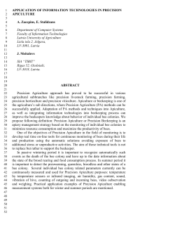 Application of information technologies in Precision Apiculture A