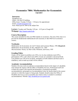 Economics 7004: Mathematics for Economists