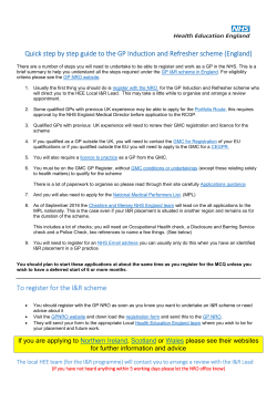 Quick step by step guide to the GP Induction and Refresher scheme