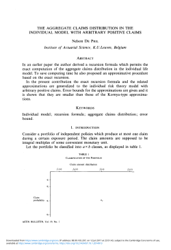 THE AGGREGATE CLAIMS DISTRIBUTION IN THE INDIVIDUAL