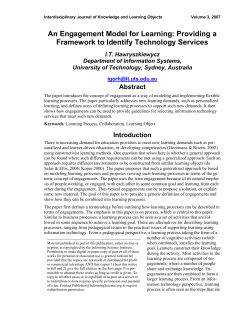 An Engagement Model for Learning: Providing a Framework to