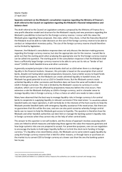 Martin Flodén 27 April 2017 Separate comment on the Riksbank`s