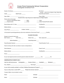 Kindergarten Enrollment Form - Crown Point Community School