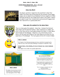 Anzac Day March Any players, parents or supporters who would like