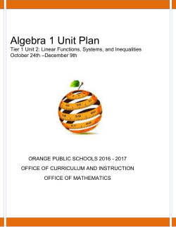 Algebra 1 Unit Plan - Orange Public Schools