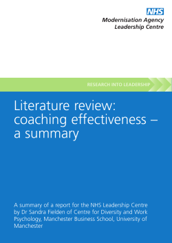 Literature review: coaching effectiveness – a summary