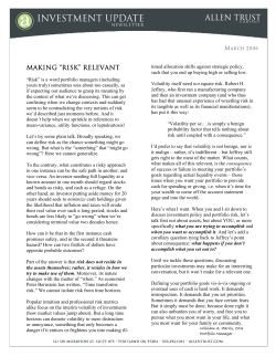 Making &ldquo;risk&rdquo; Relevant - Allen Capital Management