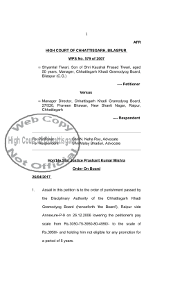 AFR HIGH COURT OF CHHATTISGARH, BILASPUR WPS No. 579