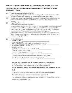 eng 350: constructing a strong argument/ writing an analysis