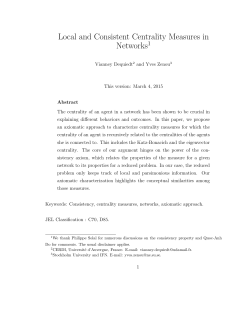 Local and Consistent Centrality Measures in Networks