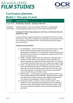 AS and A Level Film Studies Curriculum Plan and Reading List