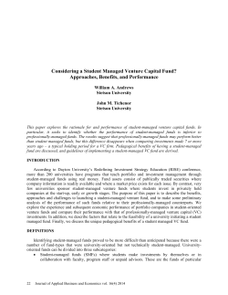 Considering a Student Managed Venture Capital Fund