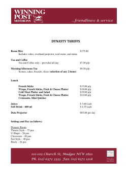 Page 1 Room Hire $175.00 Includes video, overhead projector, iced