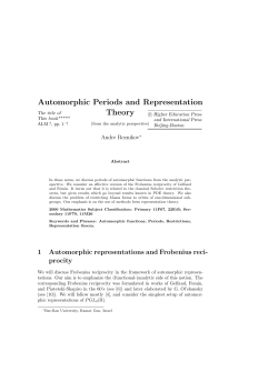 Automorphic Periods and Representation Theory