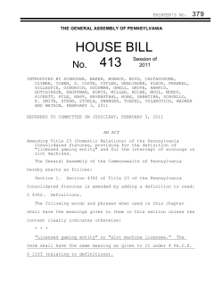 PRINTER`S NO. 379 THE GENERAL ASSEMBLY OF