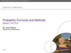 Probability Formulas and Methods - Section 14.2-14.3