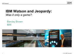 Building Watson A Brief Overview of the DeepQA Project