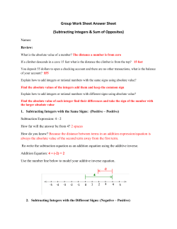 Group Worksheet Subtracting Integers and Sum of