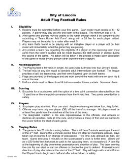 City of Lincoln Adult Flag Football Rules - Lincoln Recreation
