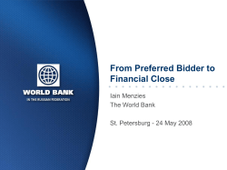 From Preferred Bidder Selection to financial Close