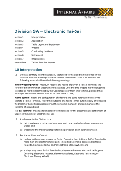 Electronic Tai-Sai Game Rules: Division 9A