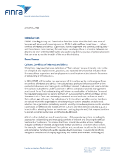 2016 Regulatory and Examination Priorities Letter
