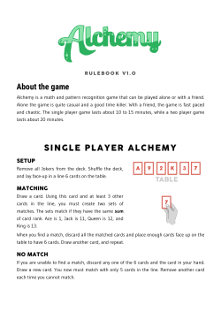 About the game SINGLE PLAYER ALCHEMY