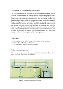 Experiment No.1 Flow through a sluice gate