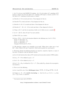 Homework #4: Sets and functions MATH 174 1. Let U be the set of