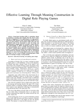 Effective Learning Through Meaning Construction in Digital Role