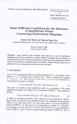 some Sufficient conditions for the Existenee of Equilibrium Points