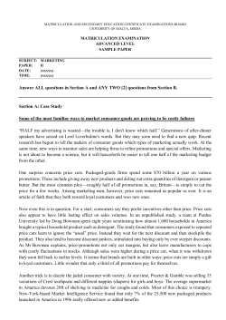 Advanced Marketing Specimen Paper 2 2016