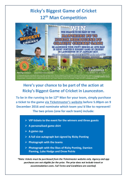 Ricky`s Biggest Game of Cricket 12th Man Competition