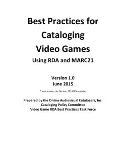 Best Practices for Cataloging Video Games