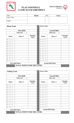 flag football scoresheet - Special Olympics Pennsylvania