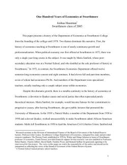 One Hundred Years of Economics at Swarthmore Joshua