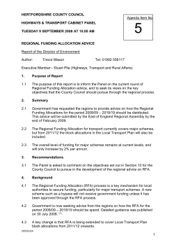 Item 5 - Regional Funding Allocation Advice