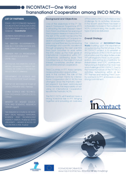 INCONTACT&mdash;One World Transnational Cooperation among INCO