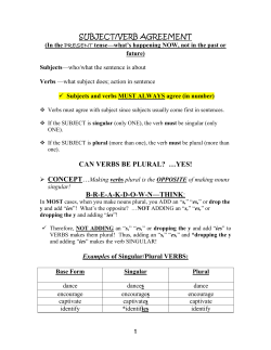 subject/verb agreement can verbs be plural?